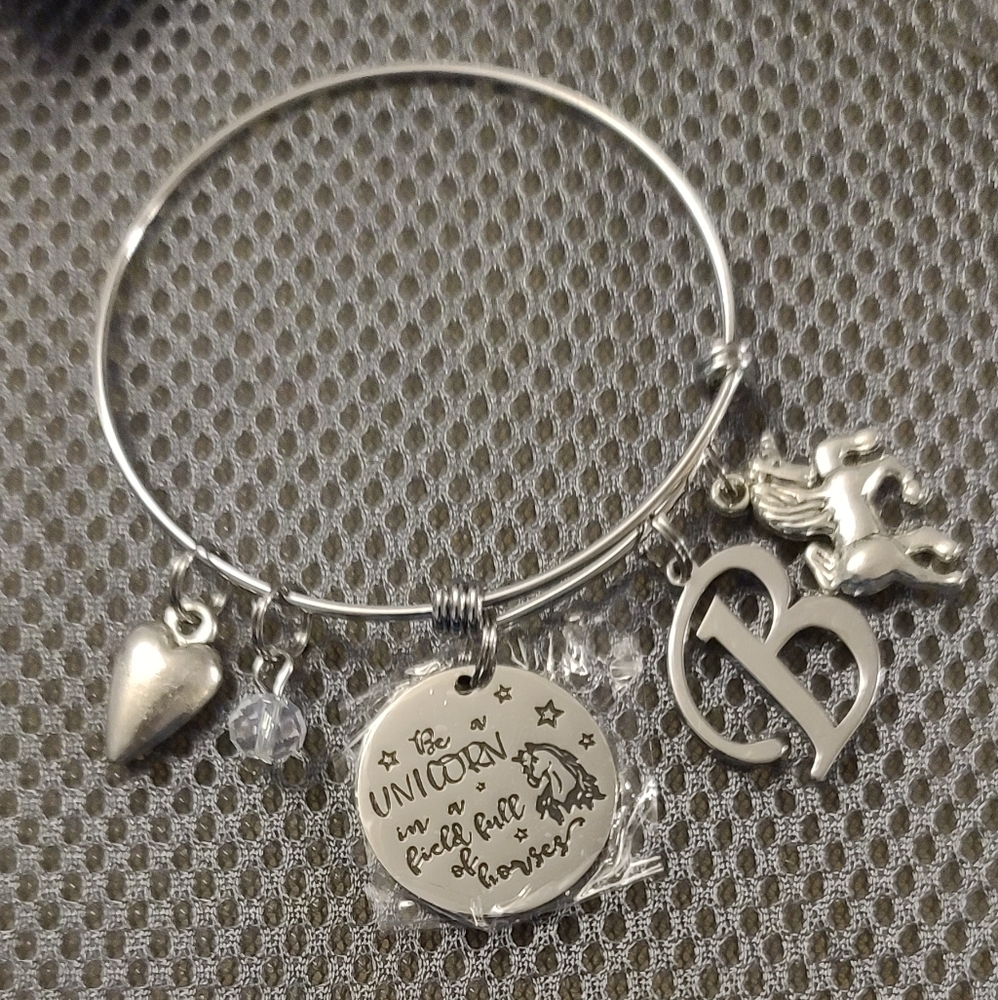 Unicorn expandable charm bracelet, "Be a unicorn i